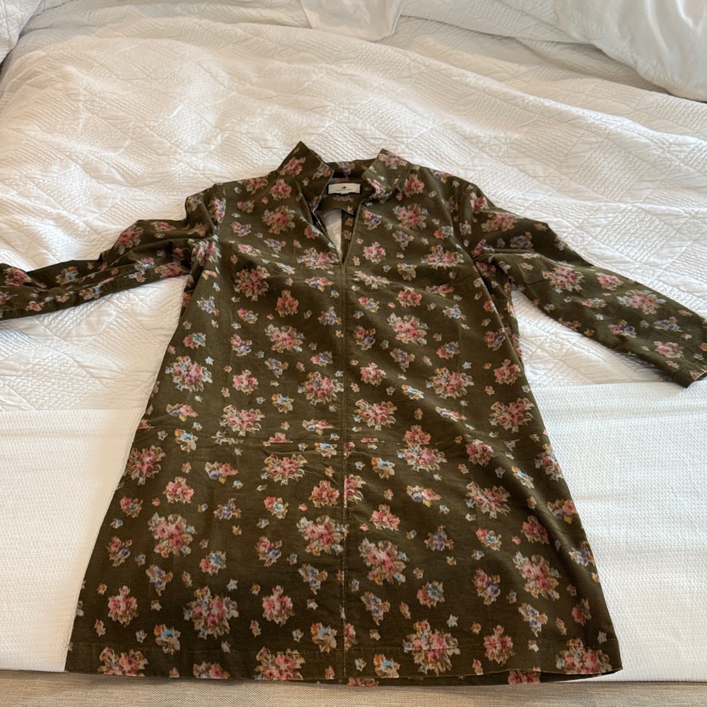 Tuckernuck Floral Corduroy Dress in Brown and Pink